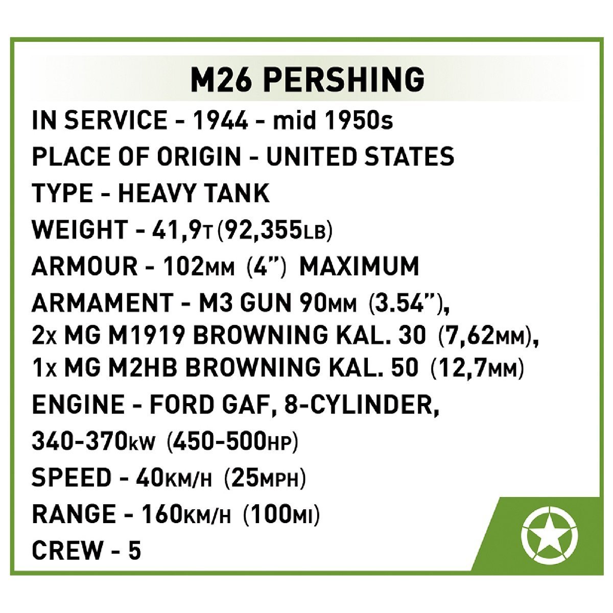 Constructor Tank M26 Pershing 1:28 904 części Cobi 2564 - obrazek 9
