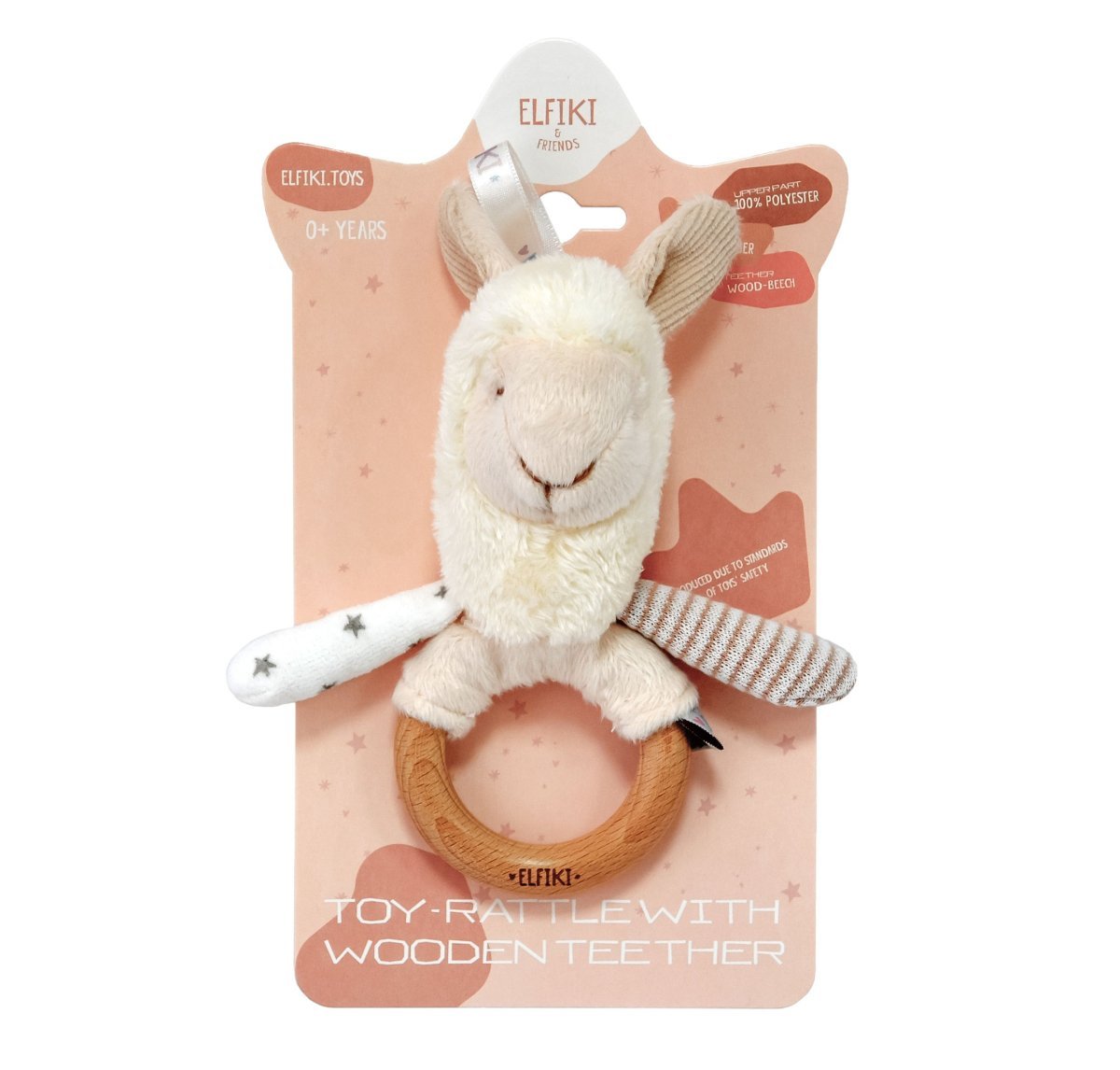 Grzechotka z drewnianym gryzoniem lamą Sammy, ELFIKI