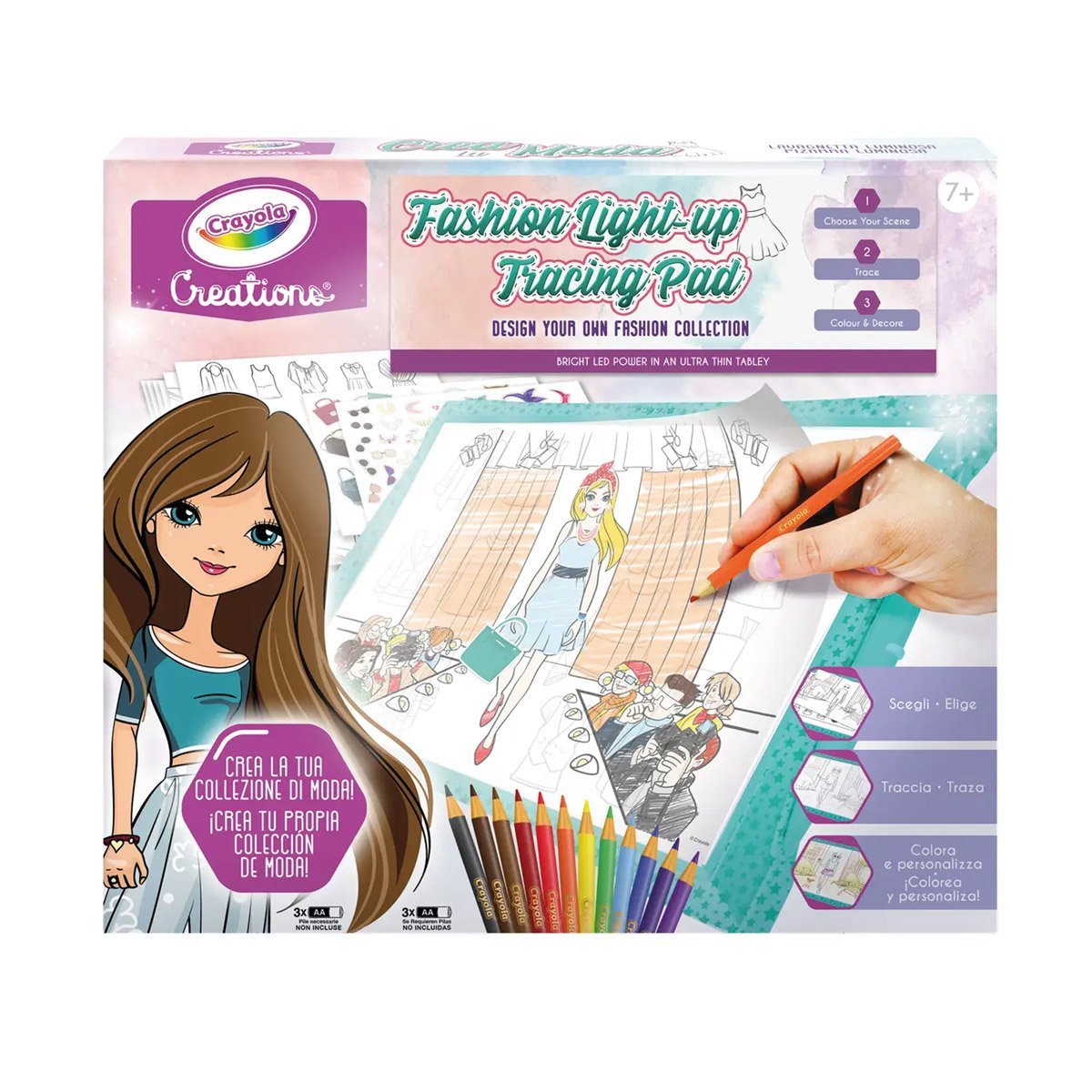 Modna deska do rysowania Crayola 25-5980 z podświetlanymi kredkami