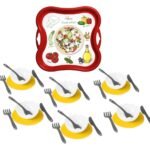 Komplet stołowy "Sałatka" na tacy, kolor czerwony Tygrys